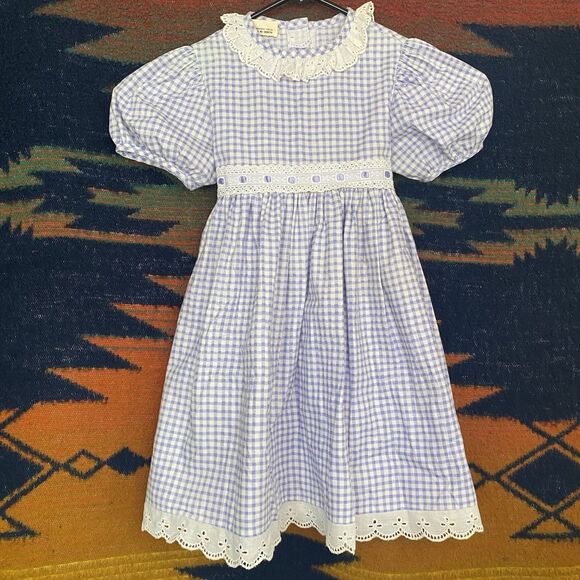 Vintage Mini World Purple/White Gingham Dress With Belt. Size 3T. Rare. USA. - Picture 1 of 14